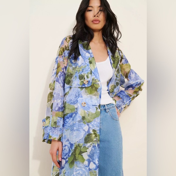 Floral Trench Coat, Anthropologie - If By Sea, Size Large - Picture 12 of 15
